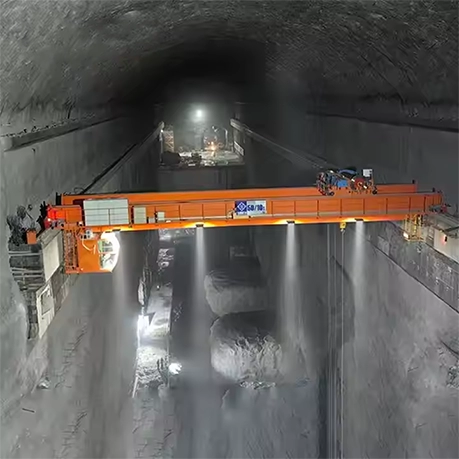 Industrial Double Beam Hook Crane in Warehouse