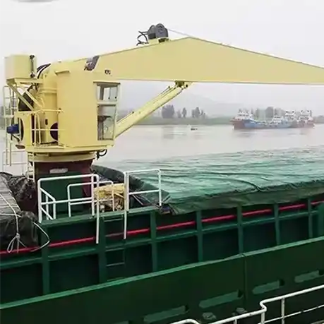 Heavy-duty Marine Jib Crane loading cargo on ship deck